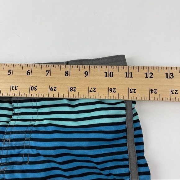 Art Class Swim Trunks Boys Small Gray Blue Striped Pocket Zipper - Picture 6 of 8